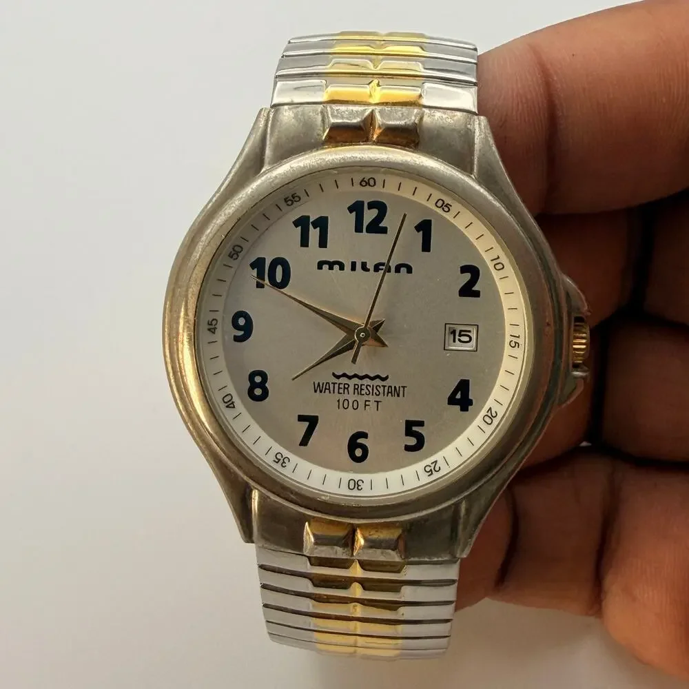 Elegant Milan Two-Tone Expansion Watch - Flexible Fit Working New Battery